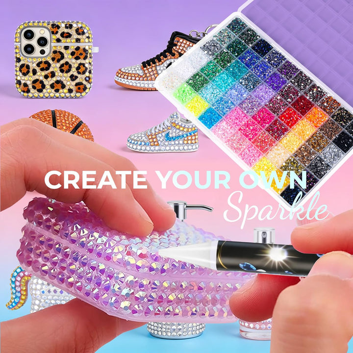GlitzerWelt™ DIY-Bedazzle-Set – 48.000 Strasssteine in 60 Farben