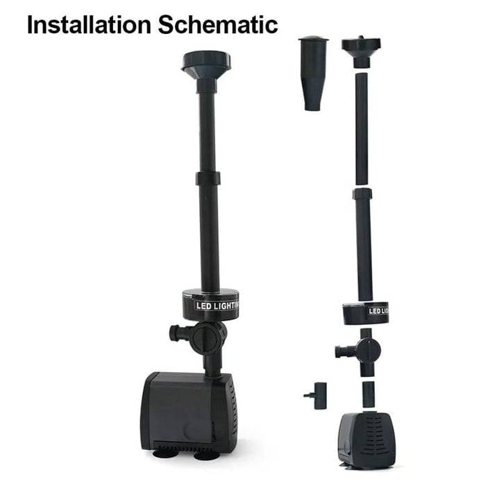 Gartenbrunnenpumpe mit 6 LED-Leuchten