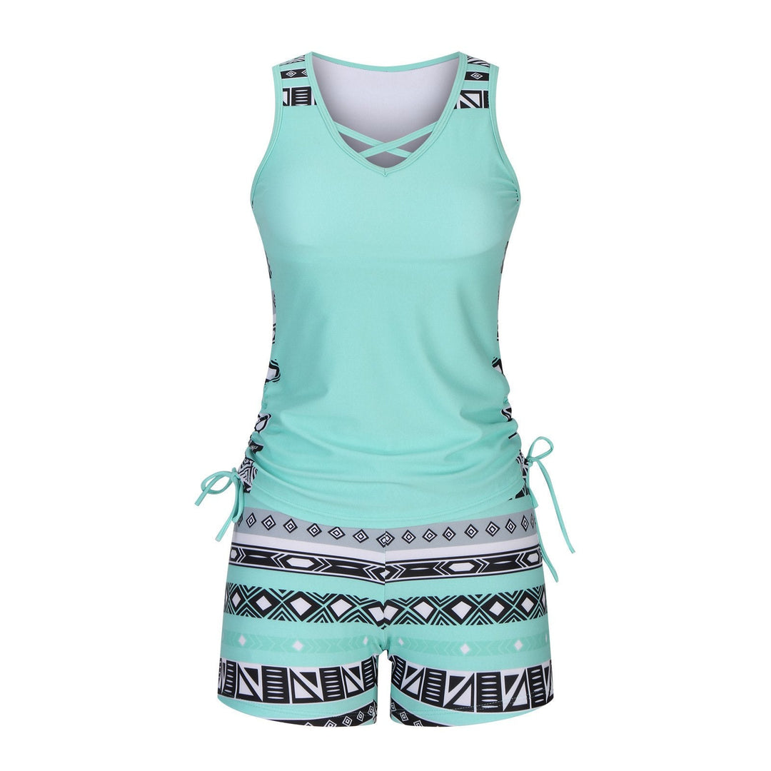 Luxlue Damen-Tankini-Set mit Bauchkontrolle und integriertem BH – Figurformende Boho-Bademode mit Shorts