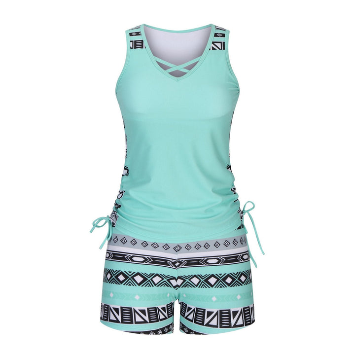 Luxlue Damen-Tankini-Set mit Bauchkontrolle und integriertem BH – Figurformende Boho-Bademode mit Shorts