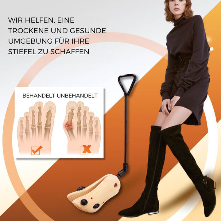 TimberStride – Hölzerne Werkzeuge für breite Schuhe