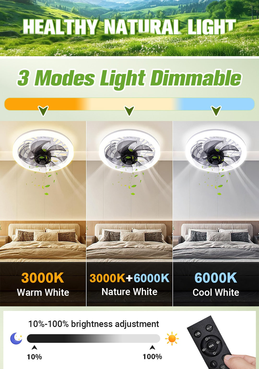 BreezeLite™ - 2-in-1 Leise Einstellbare Ventilatorlampe mit Fernbedienung