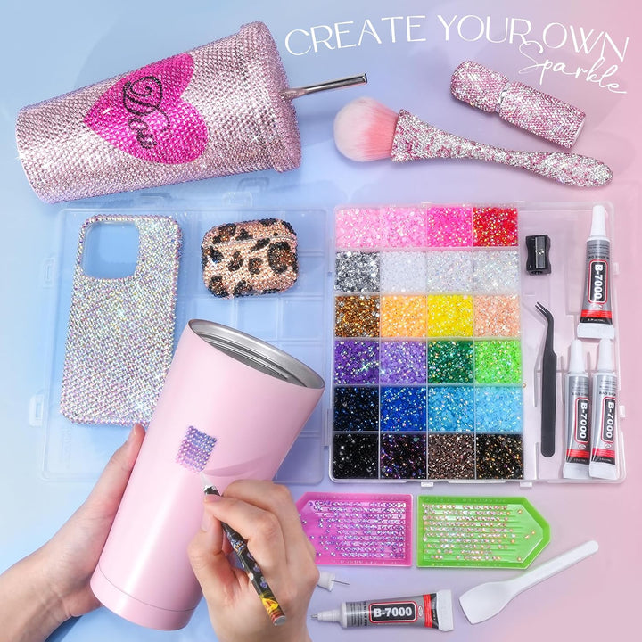 GlitzerWelt™ DIY-Bedazzle-Set – 48.000 Strasssteine in 60 Farben