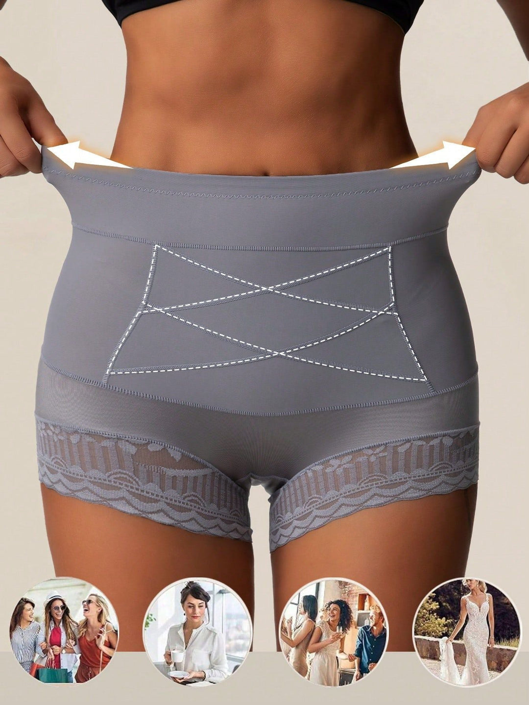 LuminaFit™ 4er-Pack High-Waist Spitzen-Miederslips