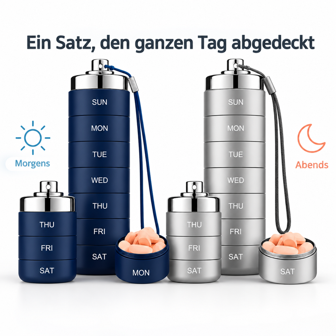 Pilloria™ Modularer 7-Tage-Pillenorganizer für unterwegs