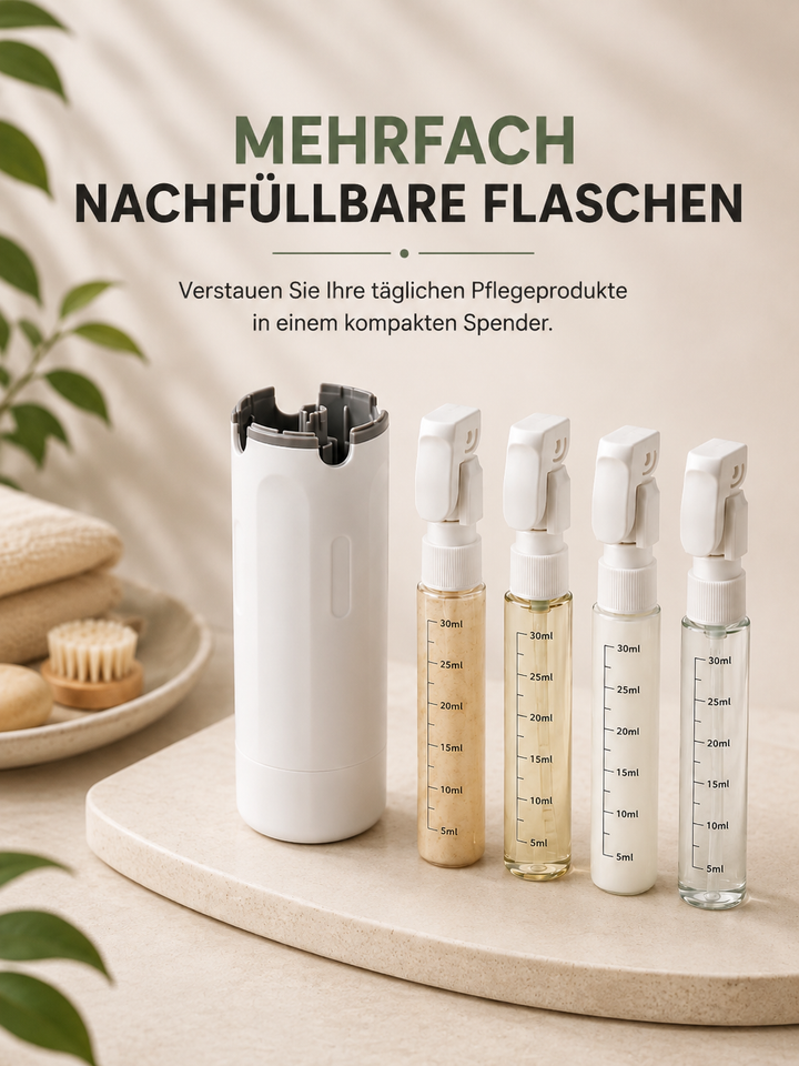 Packelle™ – 4-in-1 Reisespender für maximale Platzersparnis
