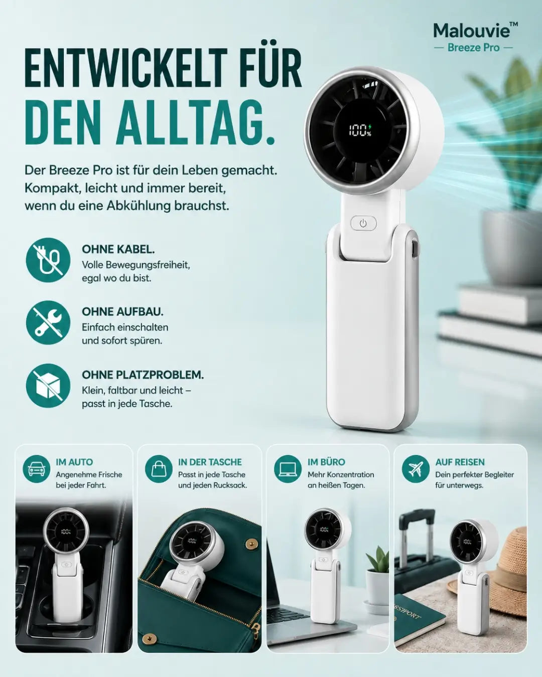 KühlWelle™ Tragbarer Mini-Ventilator