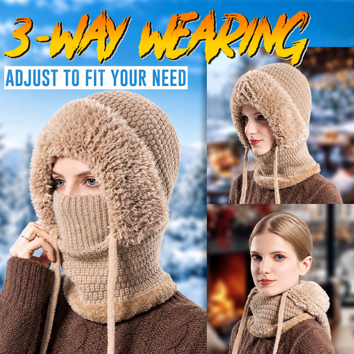 KopfWärme™ 4-in-1 Gefütterte Wintermütze mit Gesichtsschutz