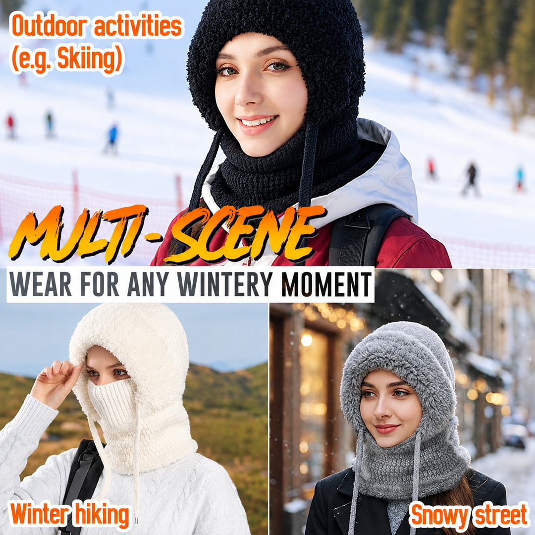 KopfWärme™ 4-in-1 Gefütterte Wintermütze mit Gesichtsschutz
