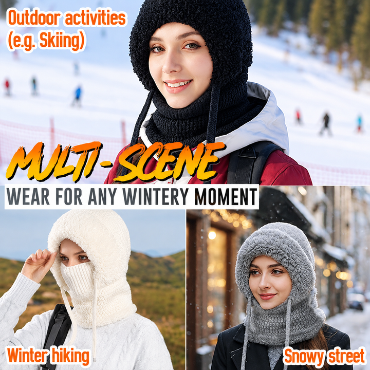 KopfWärme™ 4-in-1 Gefütterte Wintermütze mit Gesichtsschutz