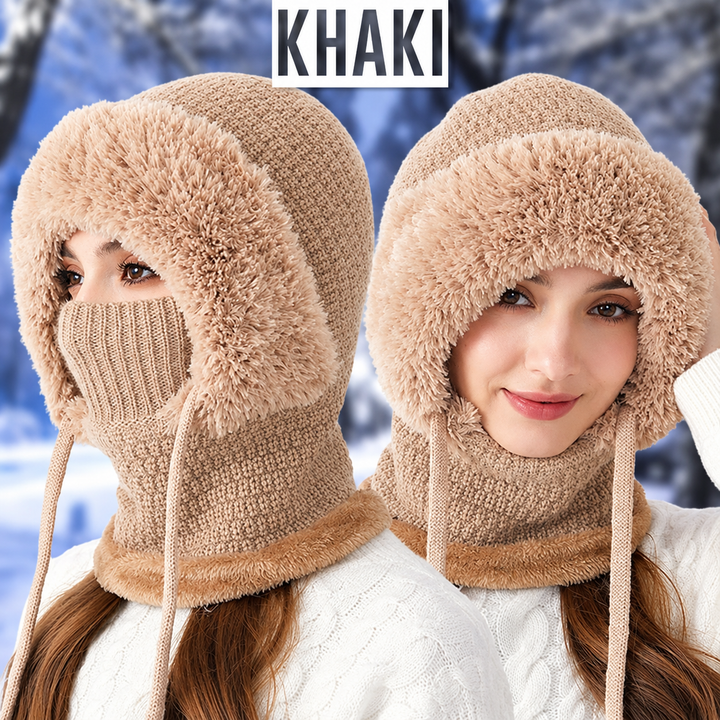 KopfWärme™ 4-in-1 Gefütterte Wintermütze mit Gesichtsschutz