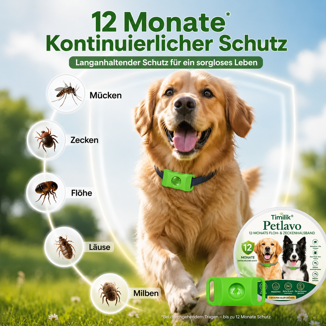 Timilk™ Petlavo Floh & Zecken Halsband | 12 Monate Schutz ohne Aufwand