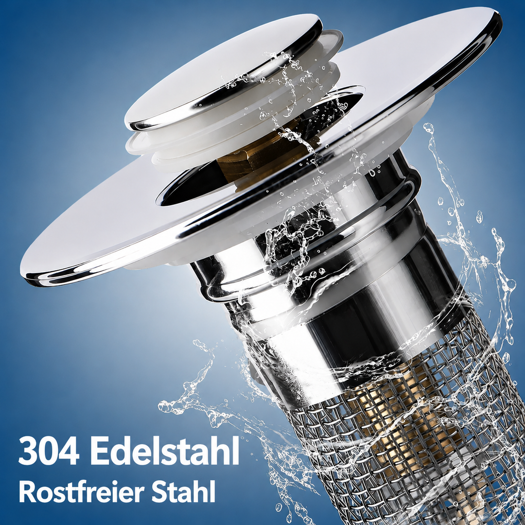 AbflussKlar™ Pop-up-Abflussstopfen mit integriertem Sieb