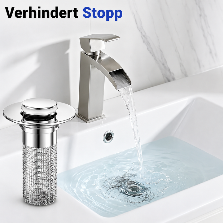 AbflussKlar™ Pop-up-Abflussstopfen mit integriertem Sieb