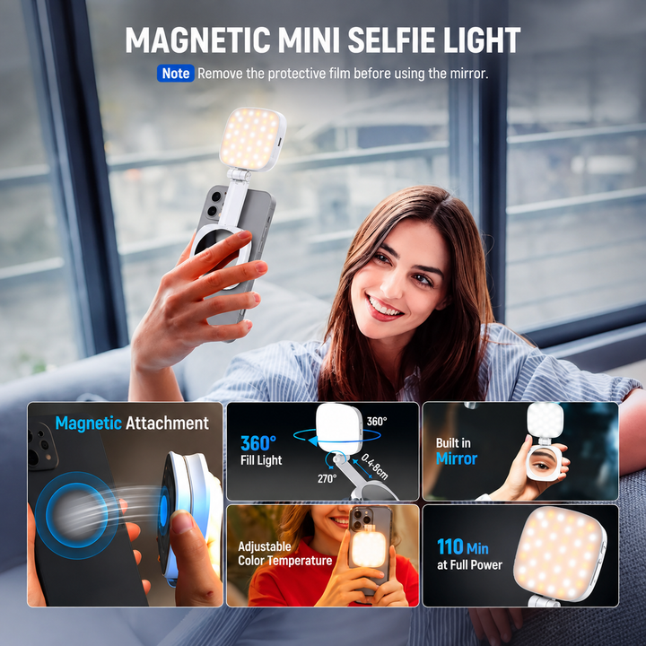 LichtSpiegel™ Magnetisches LED-Selfielicht mit Spiegel