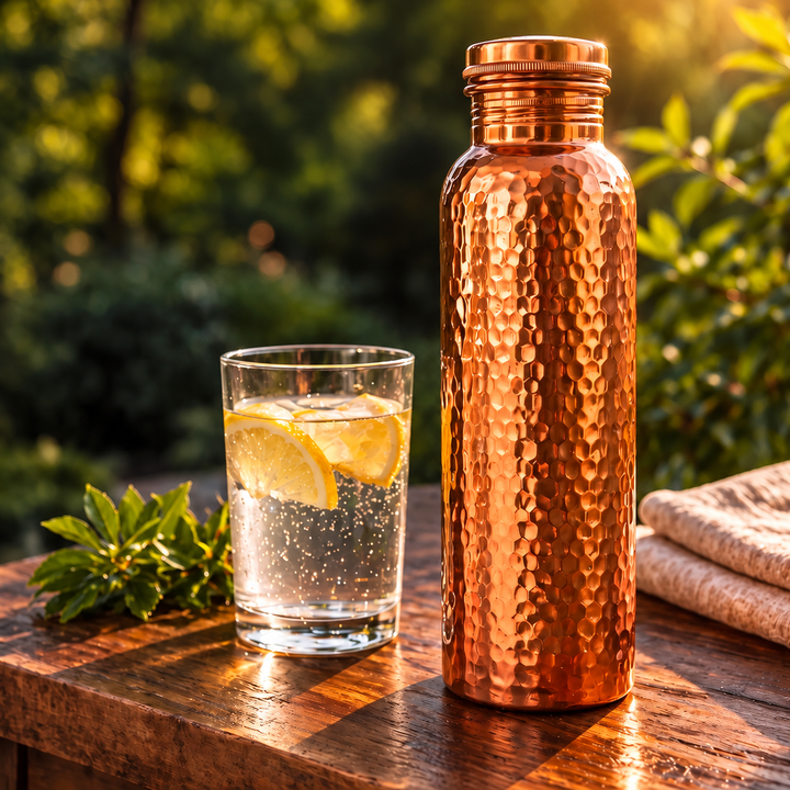 KupferKraft™ Ayurvedische Trinkflasche aus Reinkupfer