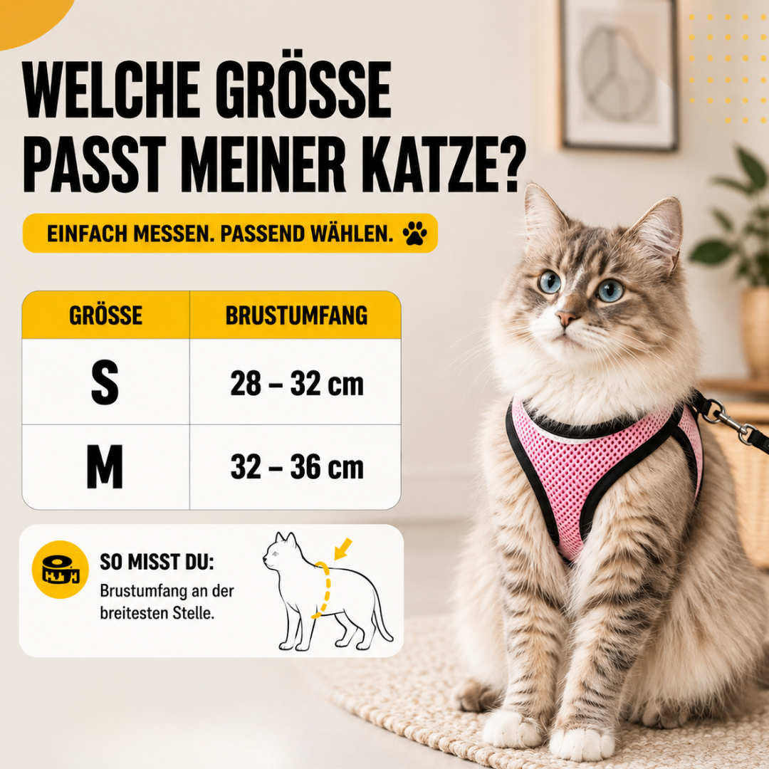 KatzenSicher™ Ausbruchsicheres Katzengeschirr mit Leine