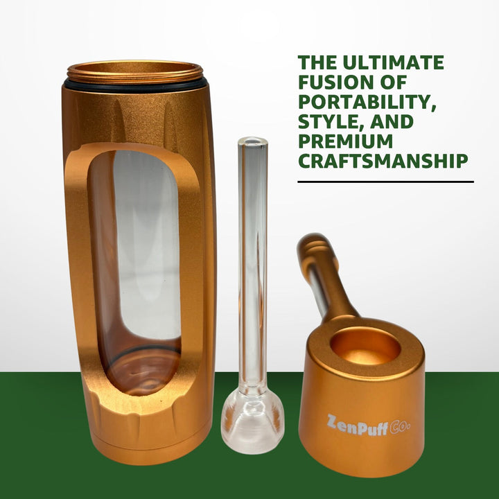 ZenPuff Co.™ Premium-Wasserflasche aus Glas und Aluminium