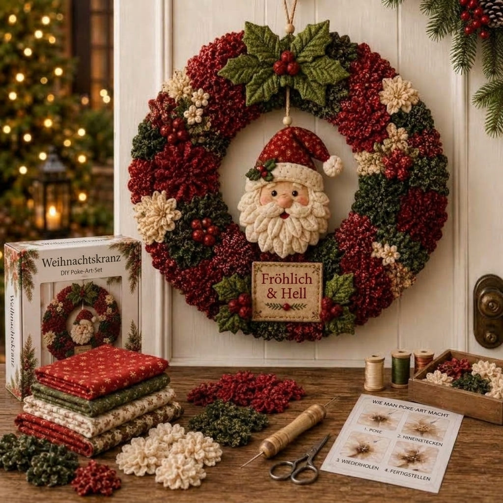 WeihnachtsZauber™ Kreatives Stoffsteck-Bastelset für 3D-Weihnachtskränze