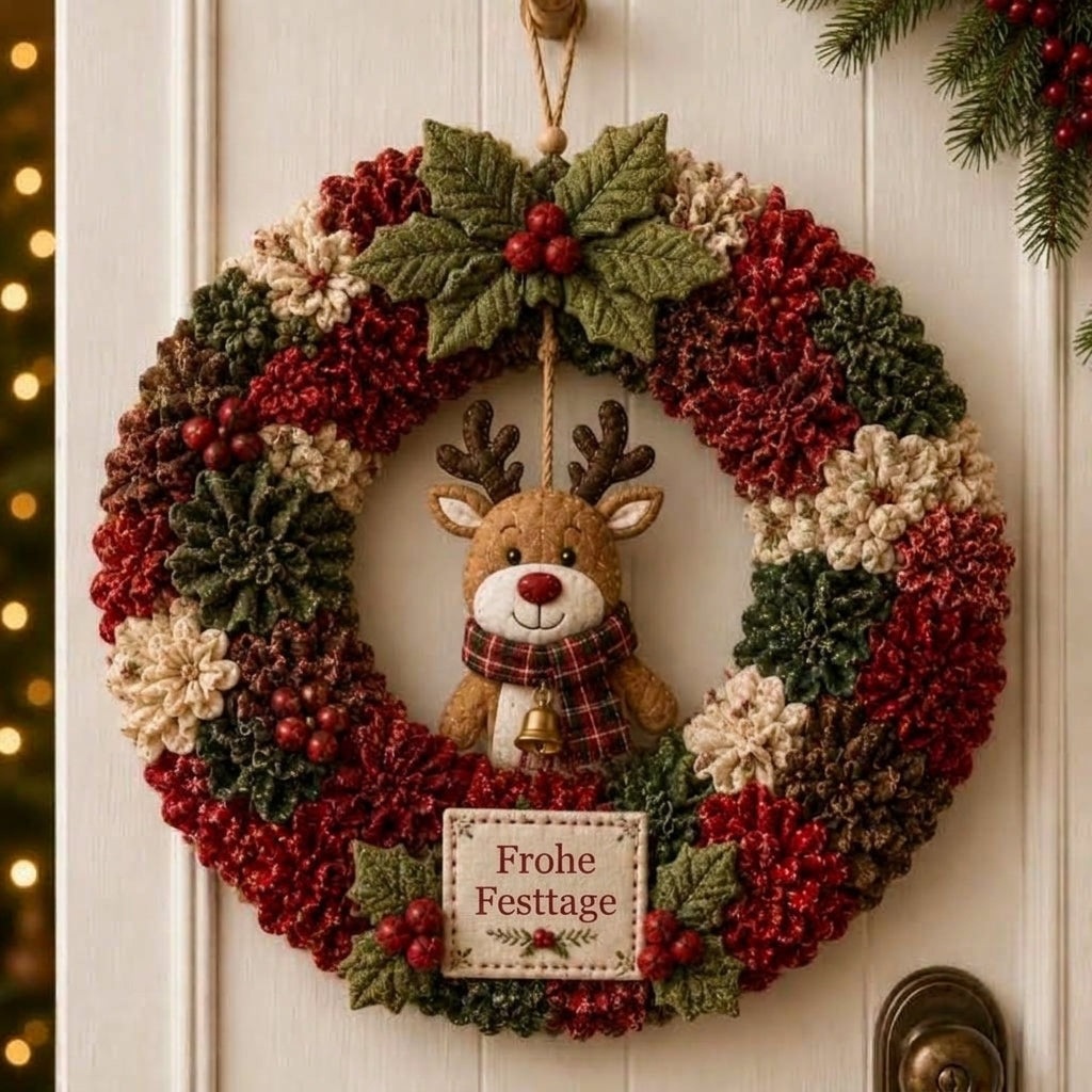 WeihnachtsZauber™ Kreatives Stoffsteck-Bastelset für 3D-Weihnachtskränze