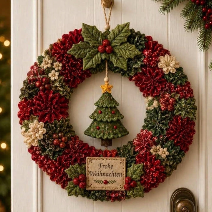 WeihnachtsZauber™ Kreatives Stoffsteck-Bastelset für 3D-Weihnachtskränze