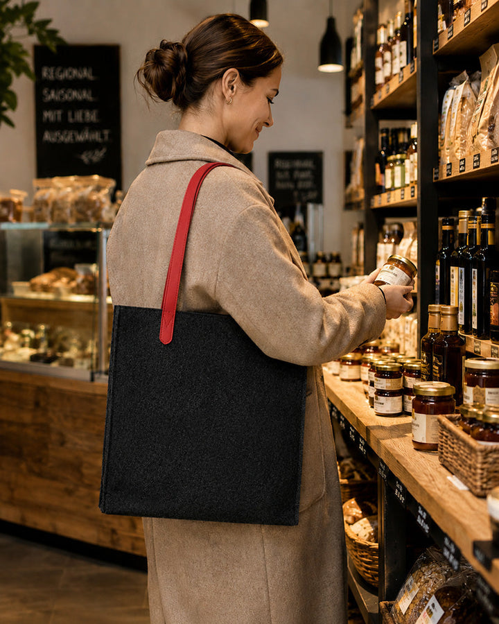 Filztasche mit Ledergriffen – langlebig und vielseitig einsetzbar