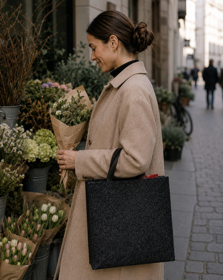 Filztasche mit Ledergriffen – langlebig und vielseitig einsetzbar