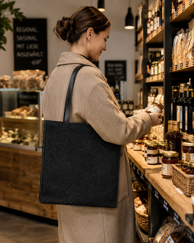 Filztasche mit Ledergriffen – langlebig und vielseitig einsetzbar