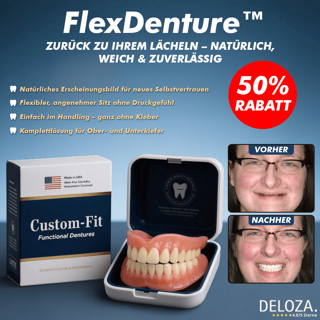 FlexDenture™ – Zurück zu Ihrem Lächeln – Natürlich, weich & zuverlässig [50% Rabatt]
