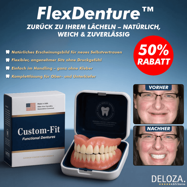 FlexDenture™ – Zurück zu Ihrem Lächeln – Natürlich, weich & zuverlässig [50% Rabatt]