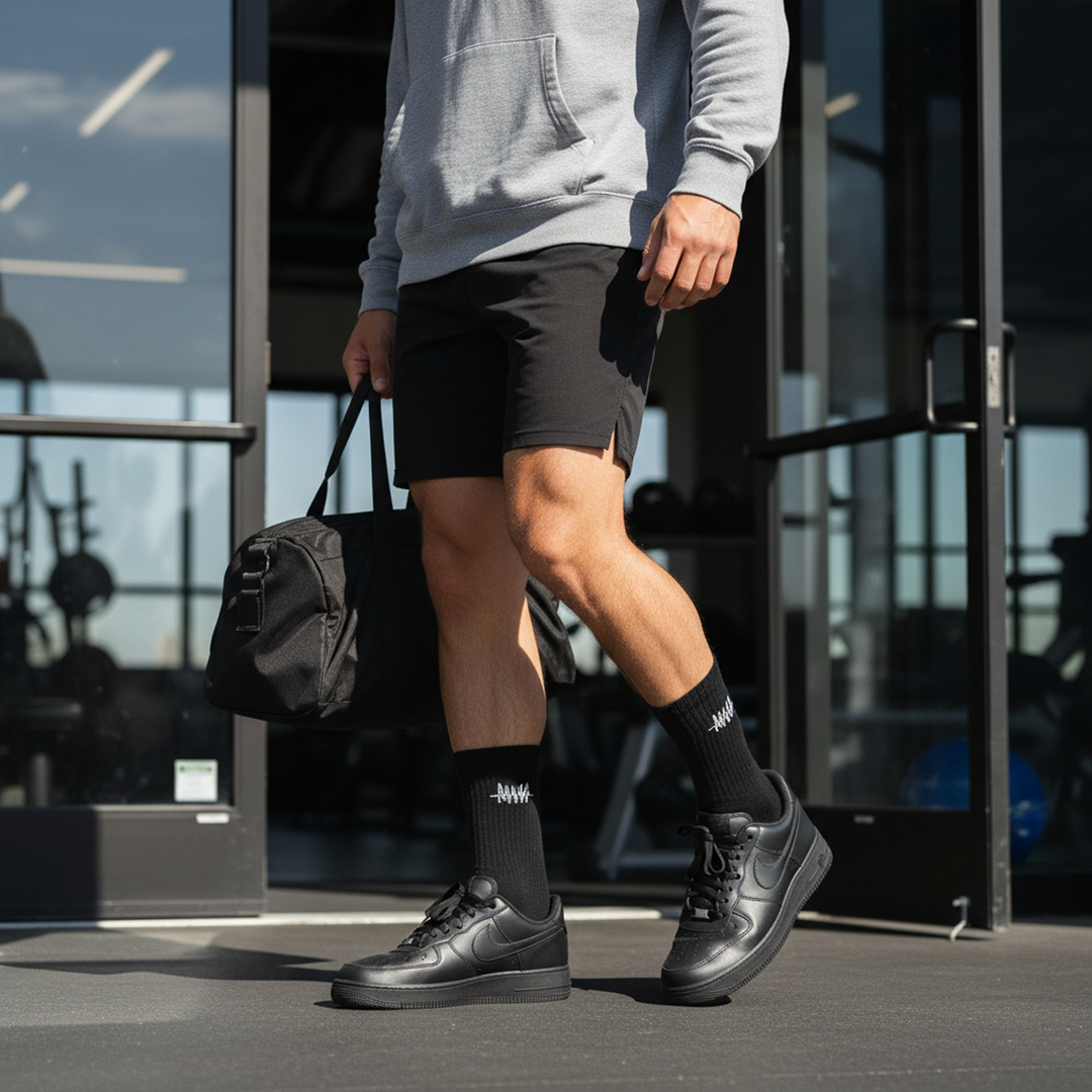 UrbanCrew™ – Schwarze High-Cut-Socken für Alltag & Streetwear