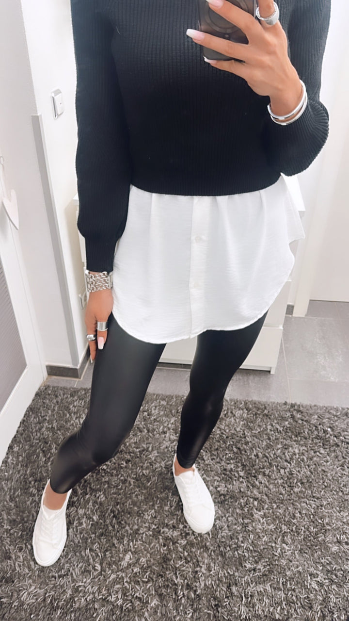 ThermoLeder™ Gefütterte High-Waist Leggings in Lederoptik