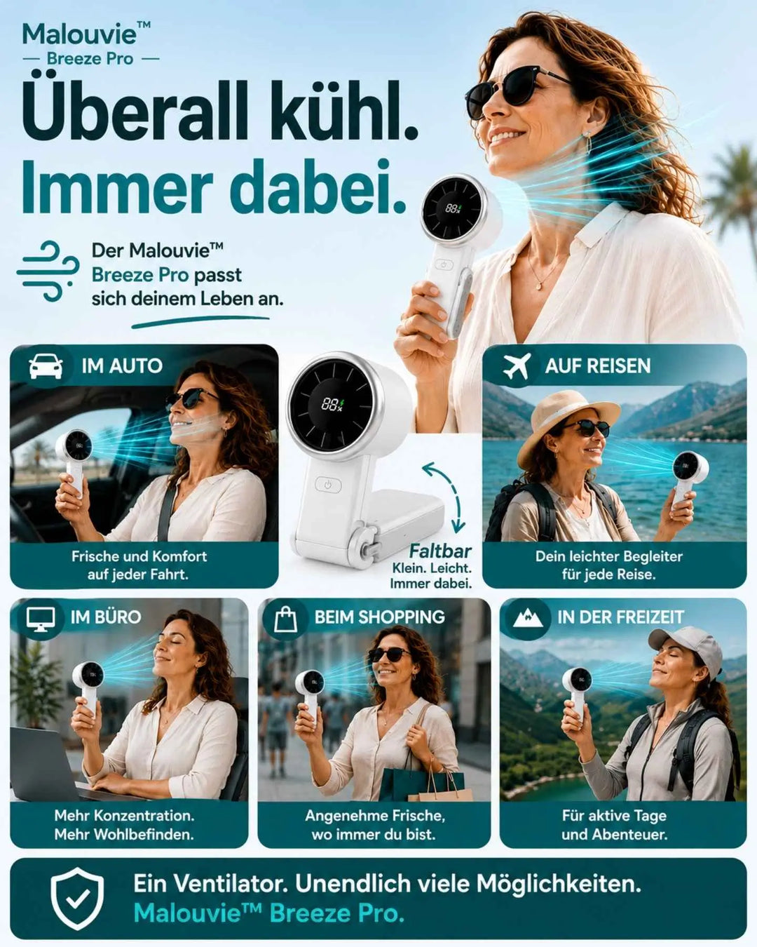 KühlWelle™ Tragbarer Mini-Ventilator