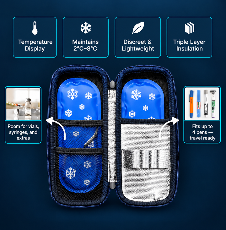 PeptidFrost™ Tragbare Kühltasche für Peptide mit Temperaturanzeige