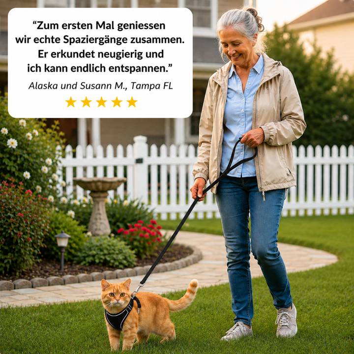 KatzenSicher™ Ausbruchsicheres Katzengeschirr mit Leine