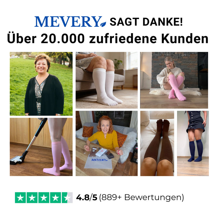 Mevery Classics Kompressionsstrümpfe lindern müde, schmerzende Beine