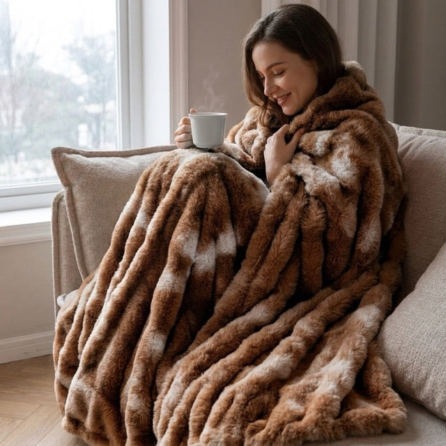 WarmNest™ Decke aus Kunstkaninchenfell