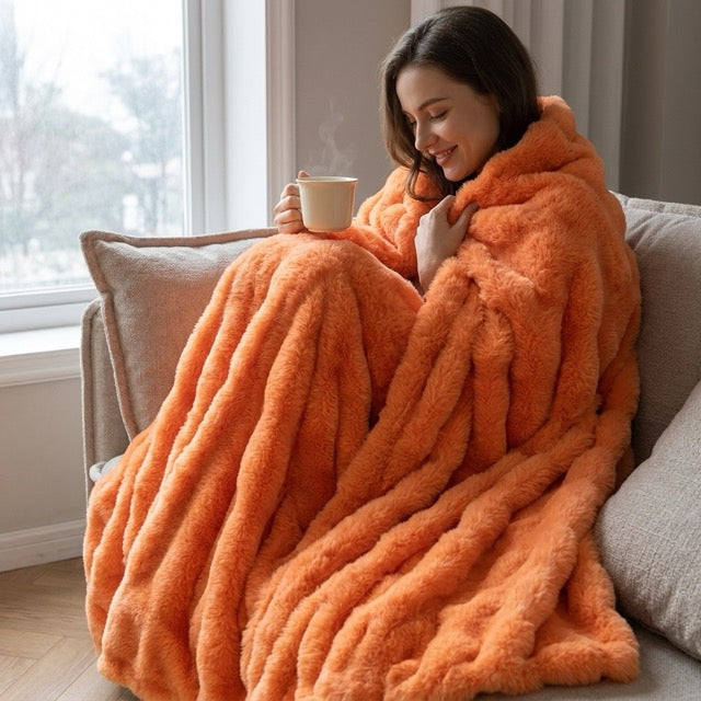 WarmNest™ Decke aus Kunstkaninchenfell