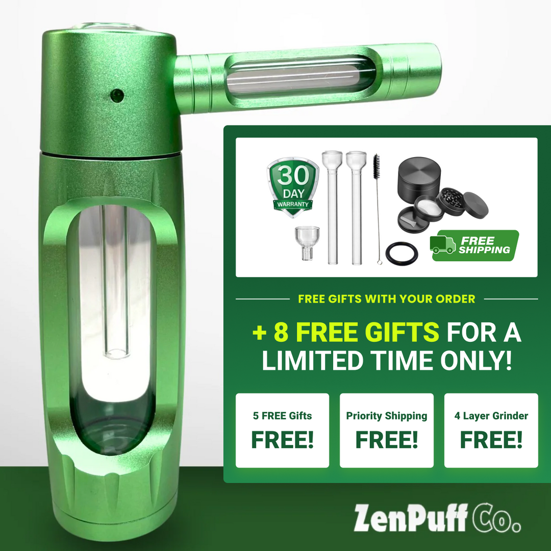 ZenPuff Co.™ Premium-Wasserflasche aus Glas und Aluminium