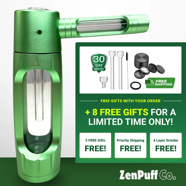 ZenPuff Co.™ Premium-Wasserflasche aus Glas und Aluminium