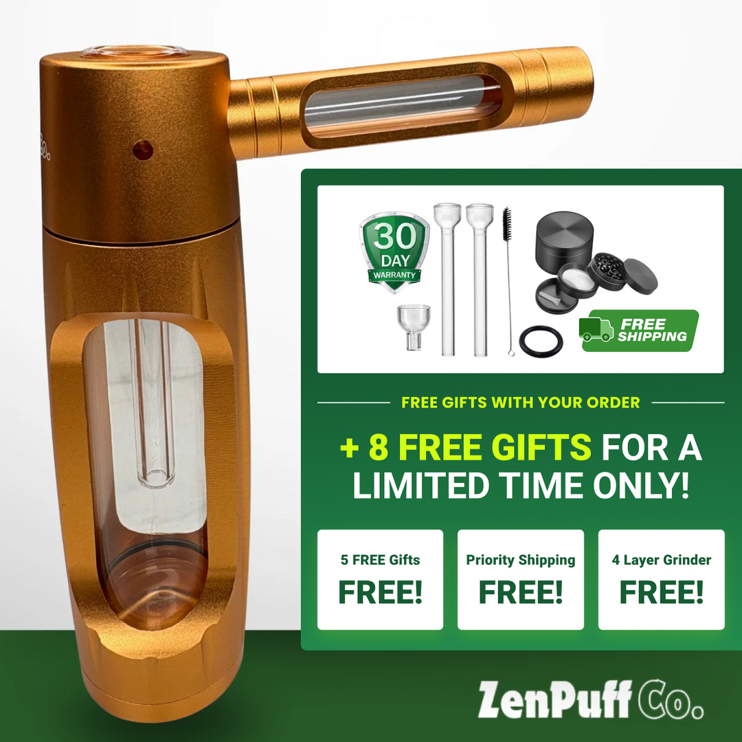 ZenPuff Co.™ Premium-Wasserflasche aus Glas und Aluminium