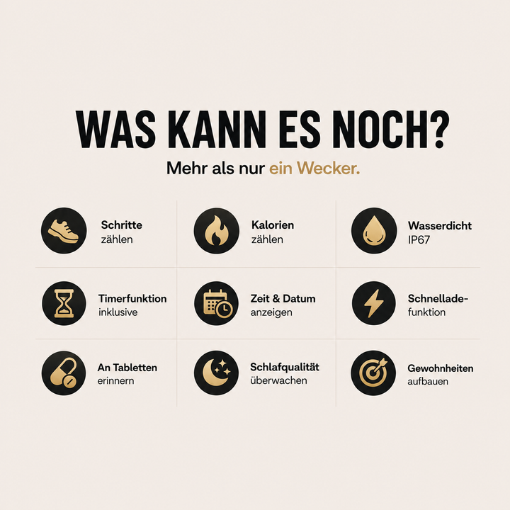 WakeLuxe™ – Lautloser Vibrationswecker für angenehme Morgenroutinen