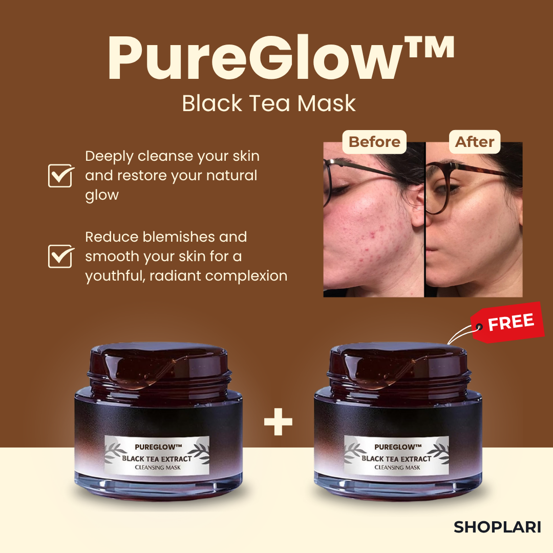 PureGlow™ – Schwarzer Tee & Ginseng gegen Akne, Falten & Hautunreinheiten für strahlende Haut [1 + 1 Gratis]