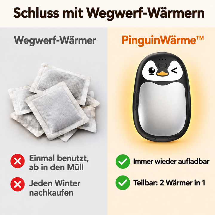 PinguinWärme™ Wiederaufladbarer 2-in-1 Handwärmer