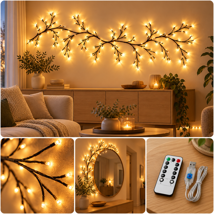 ZweigZauber™ Dekorative LED-Lichterzweige für gemütliche Wohnräume