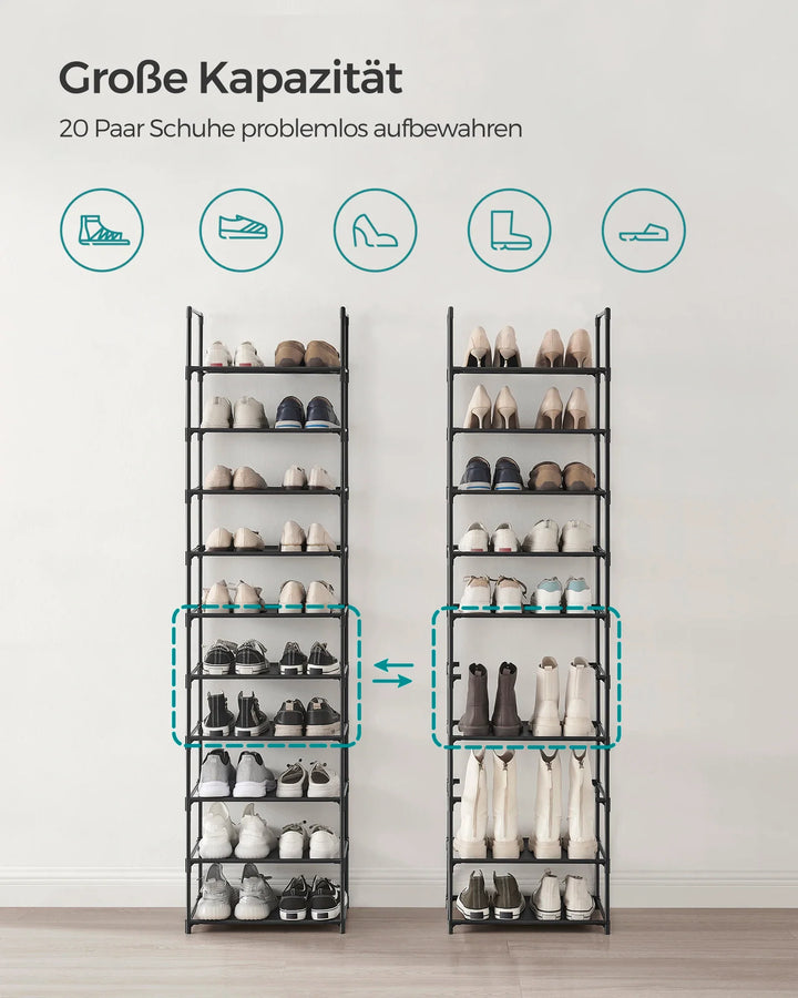 Schuhschrank aus Metall | Schmales Schuhregal | Platzsparende Schuhaufbewahrung | StahlLine