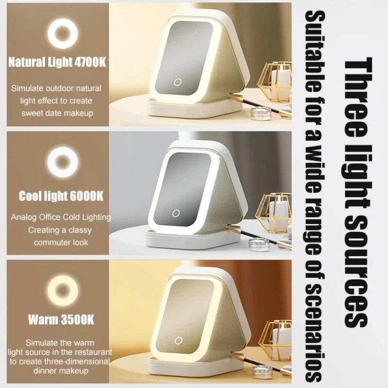 GlamBox™ - LED Dreifarbiger Verstellbarer Make-up-Spiegelcase