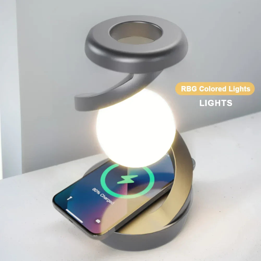 3D Schwebende LED-Lampe mit Wireless Charger – Kreative Mondlicht-Tischlampe