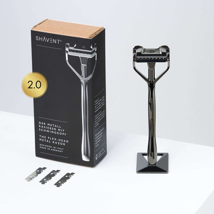 Hochwertiger Metallrasierer gleitet sanft für eine perfekte Rasur