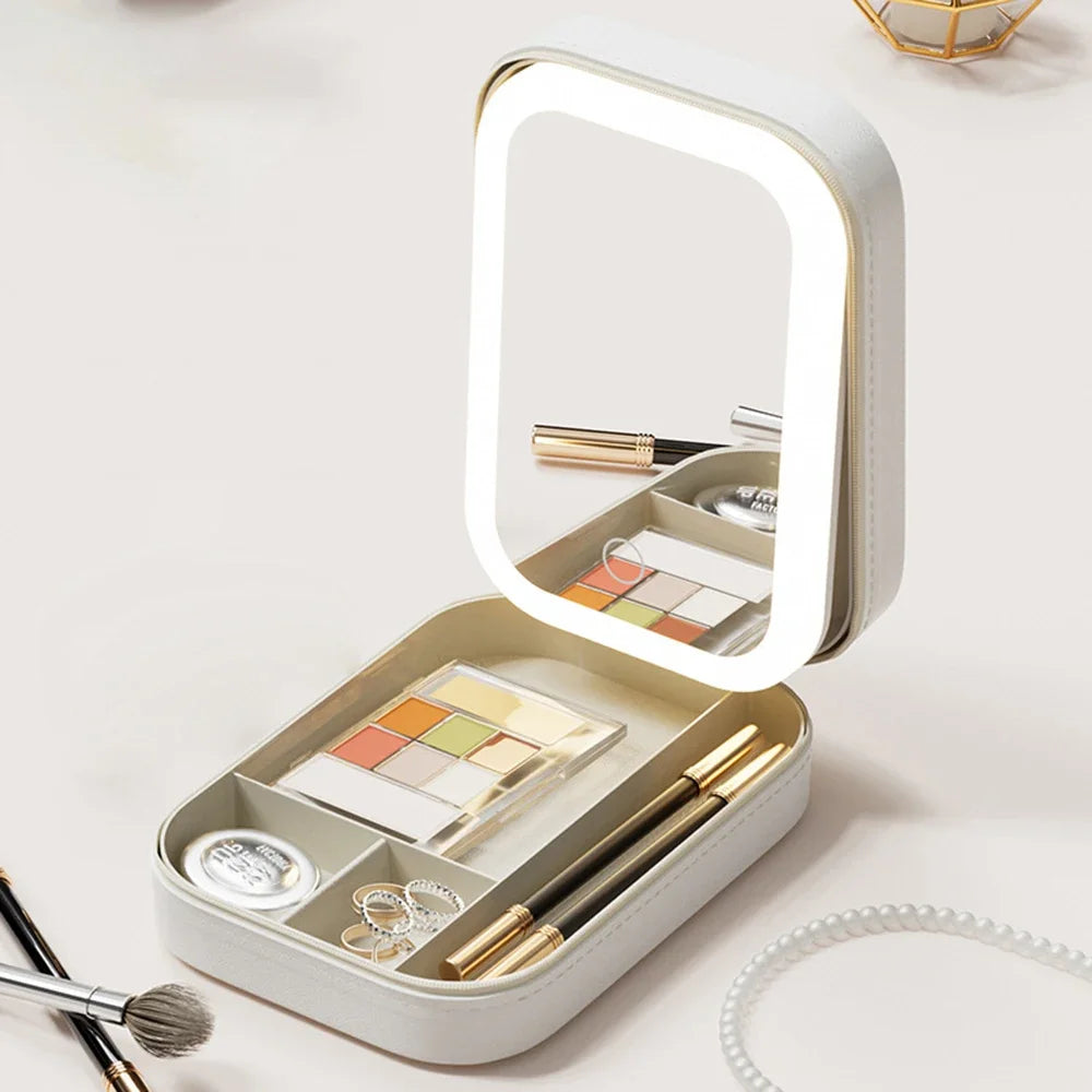 GlamBox™ - LED Dreifarbiger Verstellbarer Make-up-Spiegelcase
